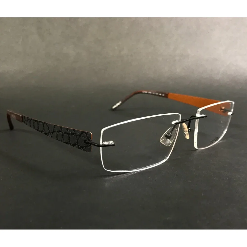 J.F. Rey Eyeglasses Frames JF2595 0000 Black Copper Brown Rimless 54-18.5-143
